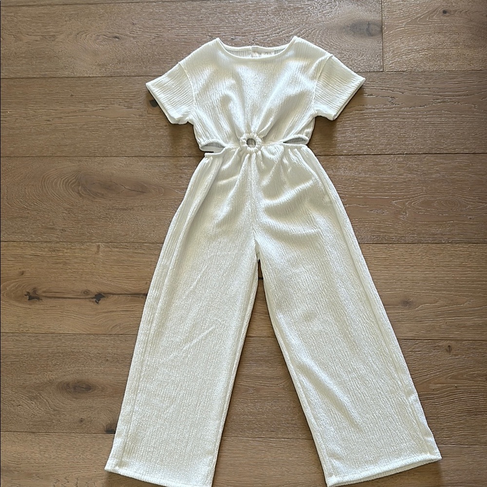 Zara Cream Jumpsuit with Wide-Leg Design